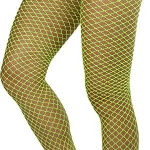 Neon Yellow Mini Diamond Net Novelty Pantyhose Fishnet Durable Tights Plus Size